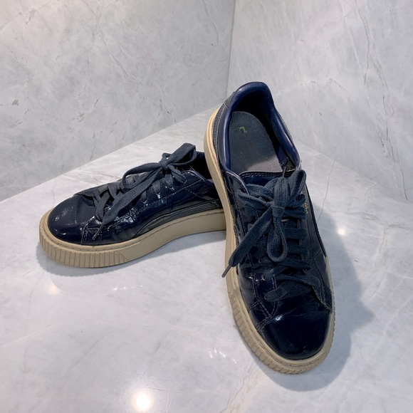 Puma navy patent leather platform kicks size 9 - Picture 3 of 8